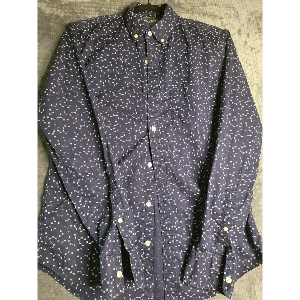 Bonobos Slim Fit Button Up Shirt Mens Medium Navy White Floral Print Long Sleeve